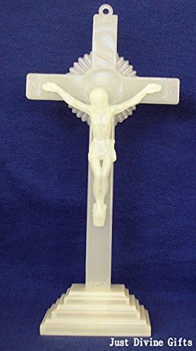 6 FREE STANDING CRUCIFIX Cross Plastic LUMINOUS Glow in the Dark 1113 by rosarybeads4u