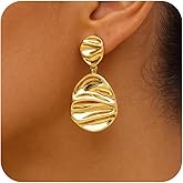 Tituthia Chunky Gold Statement Earrings For Women Gold Plated Earrings Large Stud Earrings Hypoallergenic Earrings