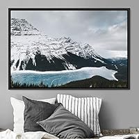 Framed Canvas Wall Art Winter Lake Aerial Dramatic Lake Landscape Multicolor Photography Realism - 16x24 inches
