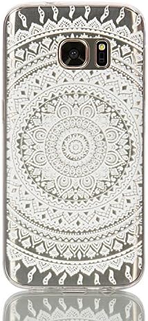 Samsung Galaxy S7 Edge Case, Greendimension TPU Silicone Gel Soft White Printed Pattern Clear Case Cover for Samsung Galaxy S7 Edge (White Mandala)