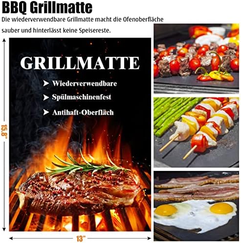 BBQ Grillbesteck Set 30 Grillzubehör aus Hochwertiger Edelstahl Grillzange Grillspachtel Korkenzieher Grillset mit Grillkoffer und Grillmatte für Männer Geschenk für Garten Camping Braun