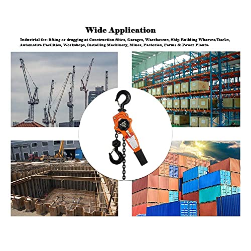 TOYOINTL Manual Lever Hoist Chain Hoist 0.75Ton 1650Lbs 1.5M 5ft Lift