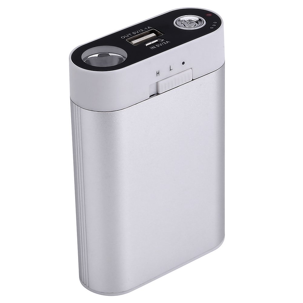 Alfway 7800mah HotPocket Rechargeable Hand Warmers with USB Power Bank and LED Flashlight Lasts 6-7 Hours,Color Silver