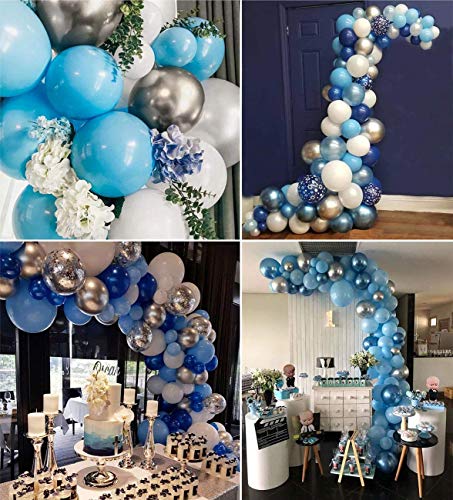 Balloon Garland Arch Kit Blue And White Silver 16ft Long 100pcs