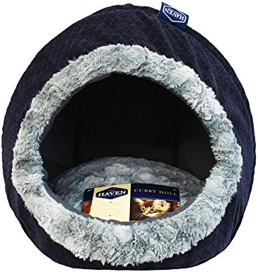 R2P Haven Navy Cubby Hole Cat Bed, 16" L x 16" W, X-Small, Blue