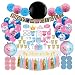 Gender Reveal Party Supplies (120 PCS) by Serene Selection, Baby Shower Decorations Kit, Confetti Pink Blue Balloons, Boy or Girl Banner, Cup Cake Toppers, Photo Booth Props, Tassels Set Pom Pom