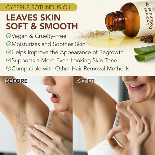 Cyperus Rotundus Oil, Cyperus Rotundus Oil for Hair Removal, Reduces Unwanted Hair Growth, Moisturizing Soothing Skin, Shrink Pores, Reduces Body Hair Growth Cypress Rotundus Oils for All Skin - 2Pack