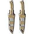 zonzxcv 2Pcs Prop Knife Fake Knife Plastic sheathed Dagger for Kids Harmless Safe Fake Knife for Halloween Party 10 Inch (Khaki)