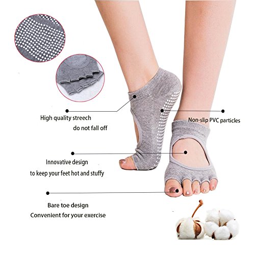 Yoga Socks for Women - Toeless Non Slip Yoga Grip Socks for Pilates,Ballet,Barre