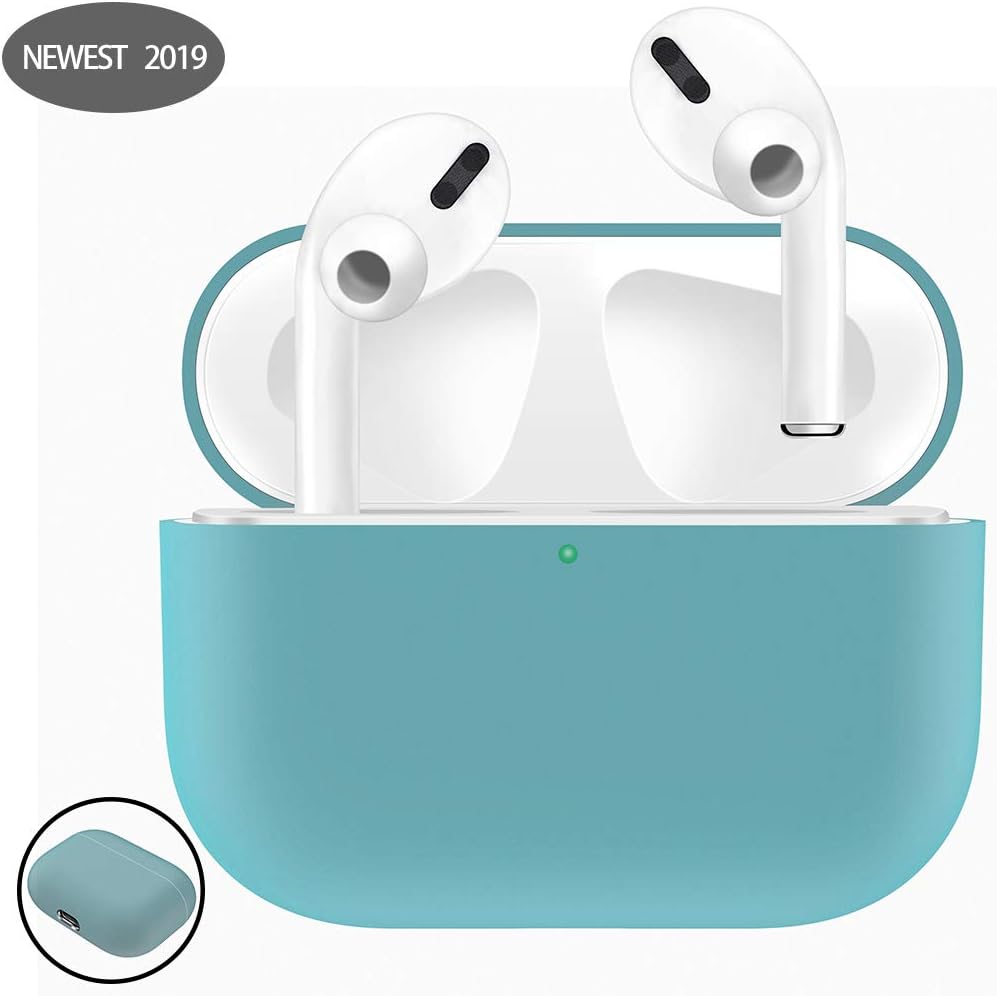 Langxiango Compatible for Airpods Pro Case, Cute Carrying Case for AirPods 3 Charging Case [2019 Release] Shock-Absorbing Soft Slim Silicone Case Skin [Visible Front LED]