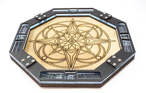 Dice Tray~Wood with Laser Etched Compass Design for Games, Gaming ~ C4Labs