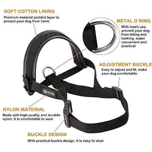 Nylon Dog Muzzle for Small,Medium,Large Dogs Prevent from Biting,Barking and Chewing,Adjustable Loop(M/Black)