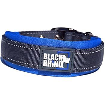 Black Rhino - The Comfort Collar Ultra Soft Neoprene Padded Dog Collar for All Breeds - Heavy Duty Adjustable Reflective Weatherproof (Large, Blue/Grey)