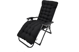 SHAPEAZY Sun Lounger Chair Cushions,67-inch Lounge Chaise Cushion Sun Lounger Mattress with Non-Slip Back Elastic Sleeve for Garden Outdoor/Indoor/Sofa/Tatami/Car Seat/Bench (Black)