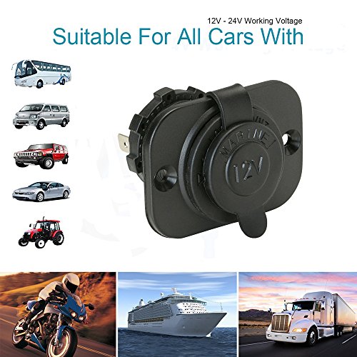 FENGWANGLI Cigarette Lighter Socket Car Marine Motorcycle ATV RV Lighter Socket Power Outlet Socket Receptacle 12V DC Flush Mount with Wire Waterproof Plug - Thumbnail 6