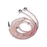 Fashionable Jewelry pearl Necklace Stereo Earphones with Microphone Beads 3.5mm In-ear Headphone Connect to Ipod, Iphone, Droid, Blackberry, Mp3 Player and All 3.5mm Audio Devices - Pink