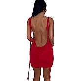 JUMISEE Women Sexy Backless Draped Mini Dress Elegant Sleeveless Spaghetti Strap Bodycon Evening Dress Club Party Dress