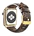 Leather Bands Compatible Apple Watch 42mm 44mm Series 4/3/2/1 Classic Rose Gold Buckle Replacement Strap Wristbands Stainless Steel Adapters (Brown 42mm)