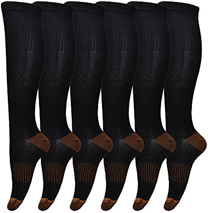 Goverseas Compression Socks,6 pairs Copper Compression Socks For Women and Men- Best for Medical,Nursing,Running,Athletic,Edema,Diabetic,Varicose Veins,Travel,Pregnancy &amp; Maternity