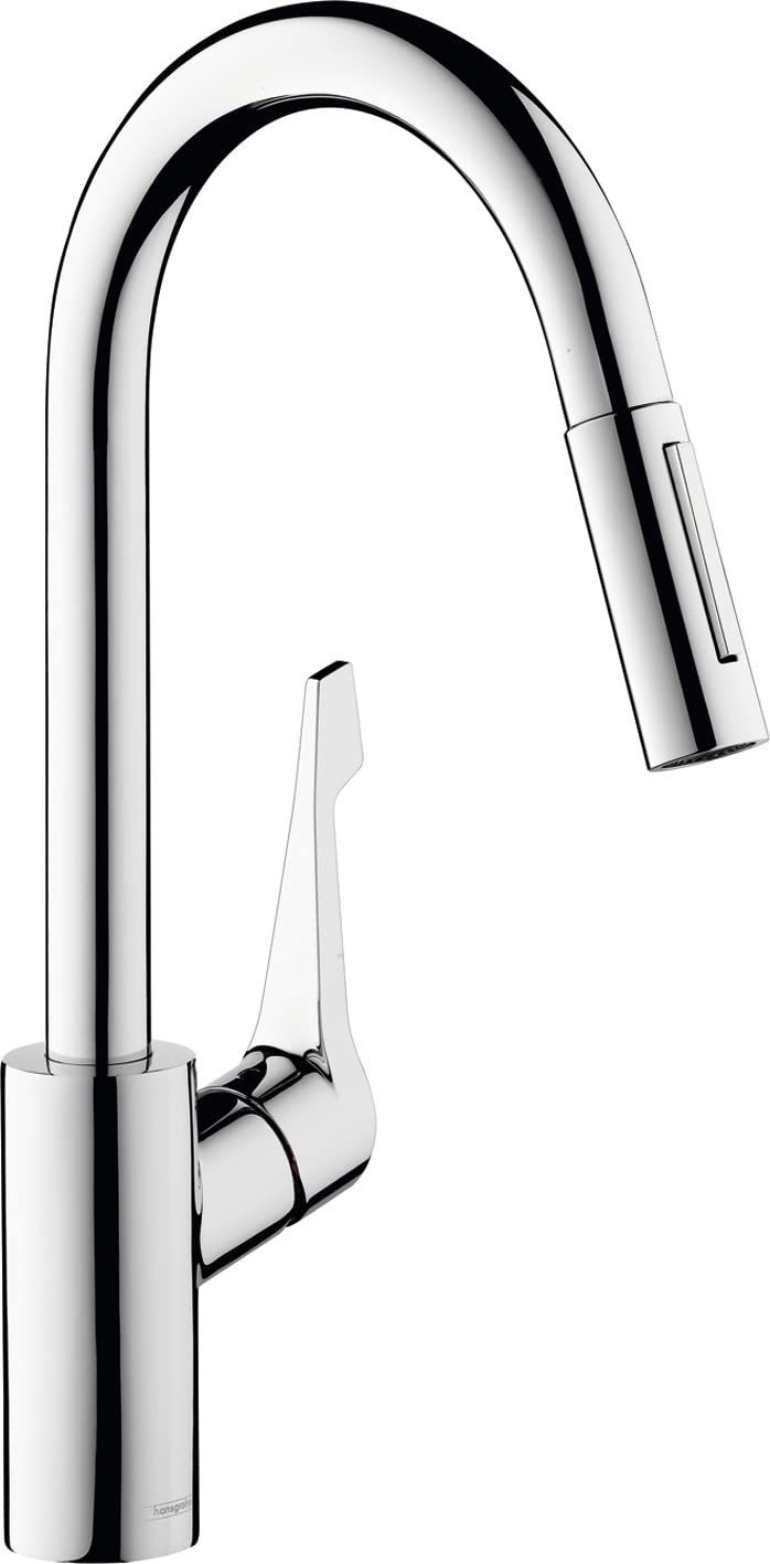 hansgrohe Cento - kitchen tap with pull-out spray, 1 spray, kitchen sink tap with spout height 230 mm, kitchen mixer tap with swivel spout, chrome, 14803000