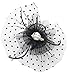Betty Ladies Black Polka Dot Fascinator Hat with Hair Clip and Feathers and Beads Tea Party Derby Wedding Accessory for Adults Women Teens (Black)