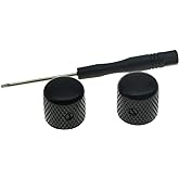 KAISH Set of 2 Black Metal Guitar Dome Knobs Bass Knob with Set Screw for Telecaster/Tele Guitar