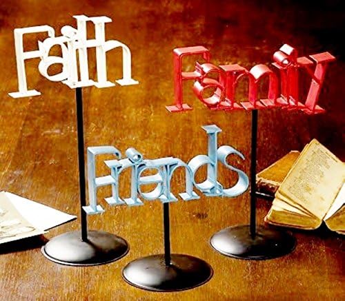 Faith Family Friends Standing Word Art Signs Centerpiece USA America