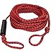 SGT KNOTS Tube Rope (9/16 inch) Braided Polypropylene Tube Tow Cord - 4 Rider Towable Tube Rope - 4,150 Pounds Breaking Strength - Water Skiing, Wakeboarding, and Towsports (60 ft, Red with Black)