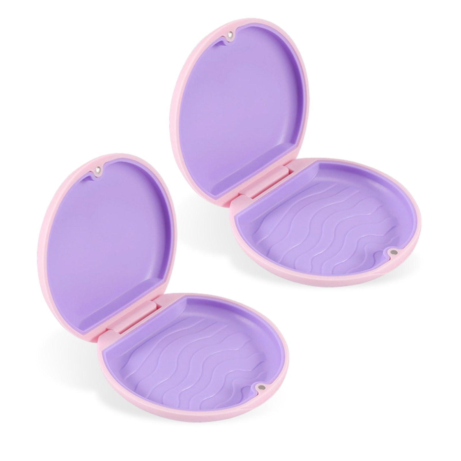 EUPSIIU 2 Pcs Retainer Case Orthodontic Denture Box, Slim Denture Storage Box (Pink)