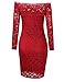 HiQueen Women's Floral Detail Crochet Midi Dress (Red, S)