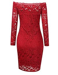 Vestido de manga larga de encaje sexy con hombros descubiertos HiQueen para mujer