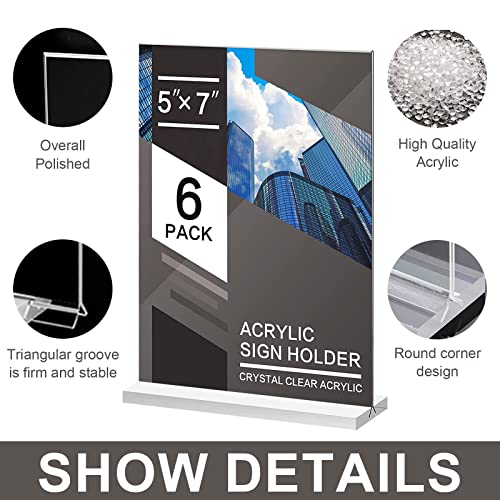 Acrylic Sign Holder 5x7 TShaped Desktop Display Desktop Double Display Stand Clear Table Paper