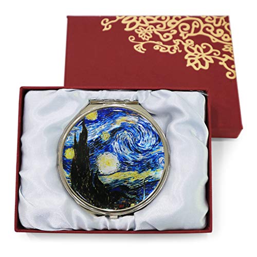 Compact-Makeup-Mirror-Cosmetic-Korean-Mother-of-Pearl-Lacquered-Vincent-Van-Gogh-The-Starry-Night-Blue-2