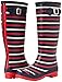 Joules Women's Welly Print Rain Boot, Navy London Stripe, 7 M US