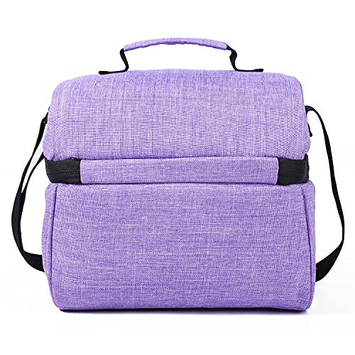 MORIOX Dual Compartment Lunch Boxes Leakproof Lunch Cooler Bag Tote with Shoulder Strap for Men Women Kids Boys Girls for Work Picnic (Purple)