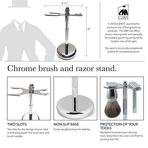G.B.S Men’s Grooming Shaving Kit for Wet Shaving Butterfly DE Safety Razor, Shaving Brush, Chrome Soap Bowl, Shaving Soap, Brush and Razor Stand With DE Blades