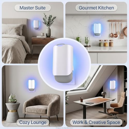 Plug-in Flying Insect Trap for Indoors, UV Light Fruit Fly Trap with Night Light, Sticky Glue Cards for Flies, Moths and Mosquitoes, (with 6Pcs Adhesive Cards) (2)