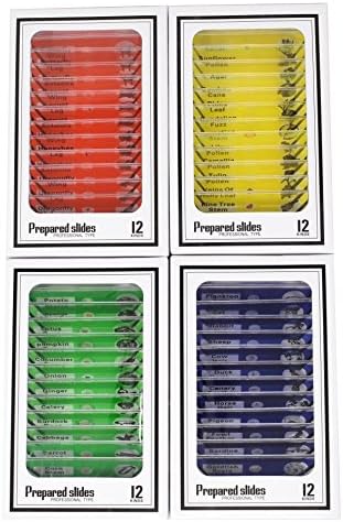 Prepared and Stained Microscope Slides (48 slides) - Insects, Plants, Animal Tissue and Vegetables