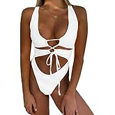 CHYRII Women's Sexy Cutout Lace Up Backless High Cut One Piece Swimsuit Monokini