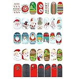 Naimo 5 Pack Christmas False Nail Art Sticker Wrap Nail Stickers Decals Nail Stickers Decorations Tips