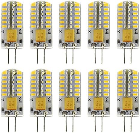 G4 LED Bulb, 2.5W Bi-Pin LED Light Bulb 48×3014 SMD 20W Halogen Bulb Equivalent AC/DC 12V Warm White 220 Lumens Silicone Bulbs, for Under Cabinet Counter Lights (10-Pack)