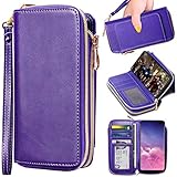 E LV Luxury Handcrafted Purse Series Designed for Samsung Galaxy S10 Plus Case, PU Vegan Leather Wallet Case Cover for Galaxy S10+ (6.4