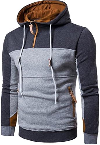 DressU Mens Classic Slim Hooded Stitching Comf Outwear Jacket Dark Grey L