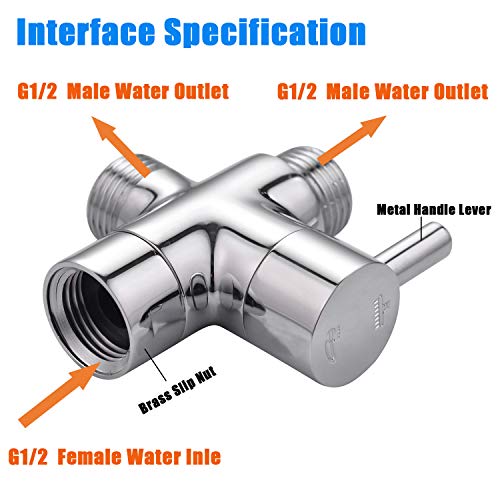 HighStandard Shower Head Diverter Valve, 100 Solid Brass Shower Arm