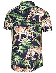 KYKU Animal Print Shirts Men Summer Botton Up Shirt