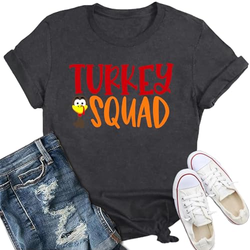 IFQ Thanksgiving Shirt for Women Turkey Squad Funny Thankful Family Tee at Amazon