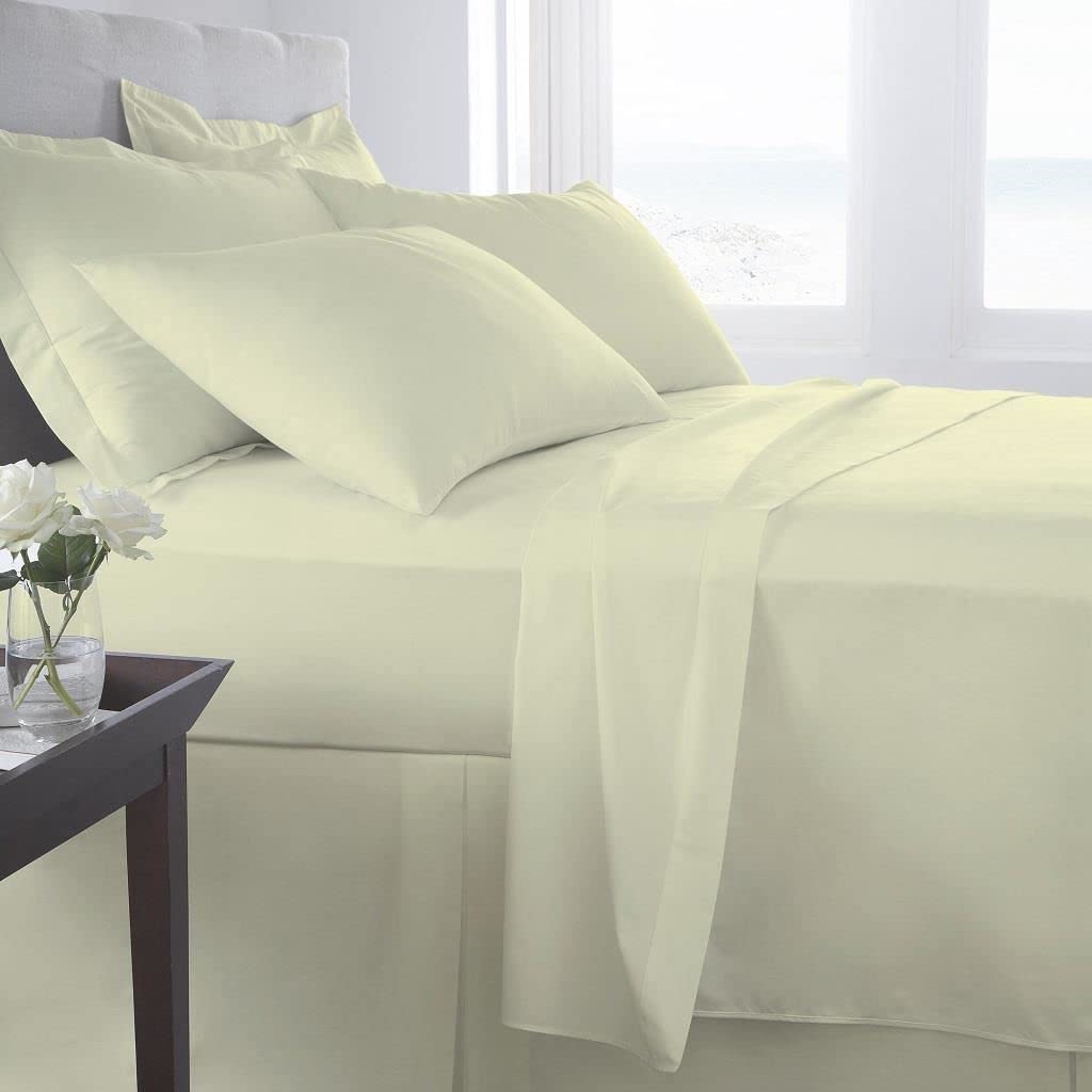 Homespace Direct 400 Thread Count 100% Egyptian Combed Cotton Flat Sheets Cream King