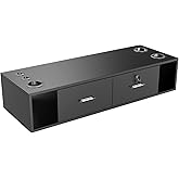 OmySalon Wall Mount Styling Station for Hair Stylist,Beauty Barber Spa Equipment,Salon Cabinet Station with Locking Drawers,Bathroom Dresser with 5 Hair Dryer Holders, Black