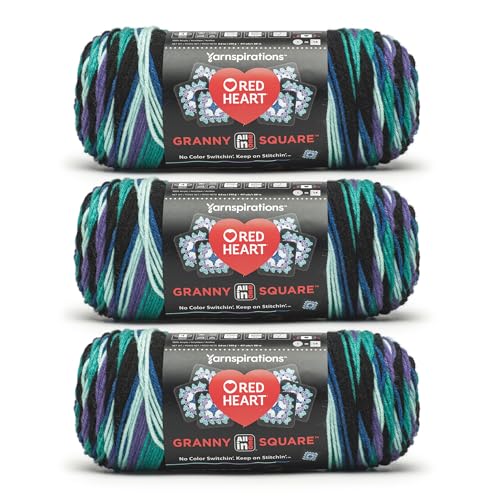 Red Heart All in One Granny Square Totally Teal 3 Pack of 250g Yarn