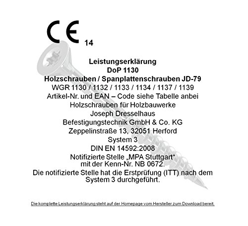 Dresselhaus JD-79 - Universalschraube mit Senkkopf und Fräsrippen, 6 x 160 mm, 100 Stück – Bild 5
